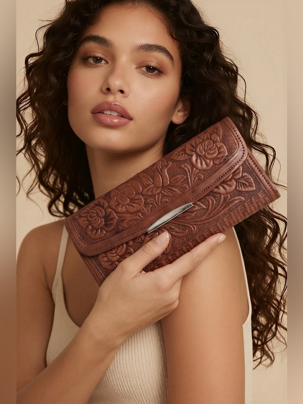 Vintage tooled leather wallet